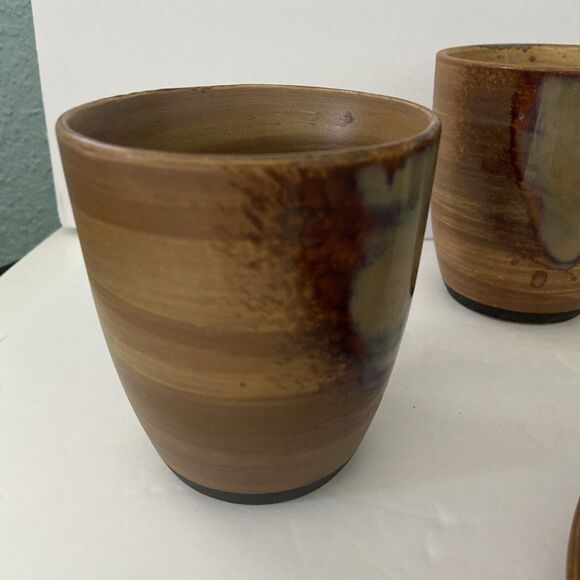 Stoneware Salad Appetizer Dessert Plates 4 With 4 Coffee Mugs Cups Sando Splash - Picture 4 of 8